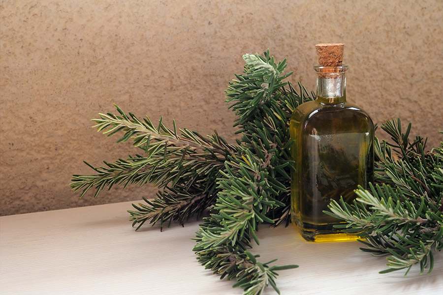 aceite junto a rama de abeto