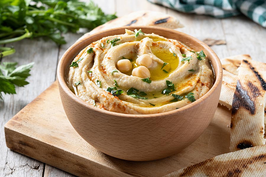 hummus y aceite de oliva virgen extra