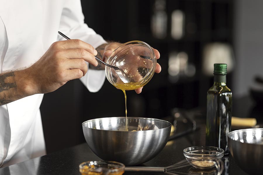 Emulsionando aceite para postre