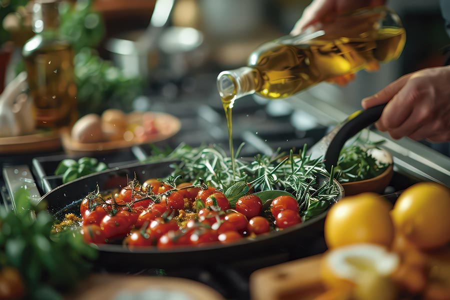 Aceite verduras plancha